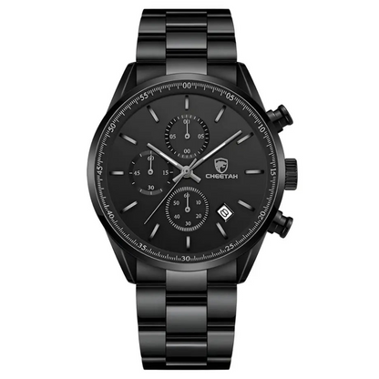 Montre 'Chronos' Noire Élégante – Edition Cheetah